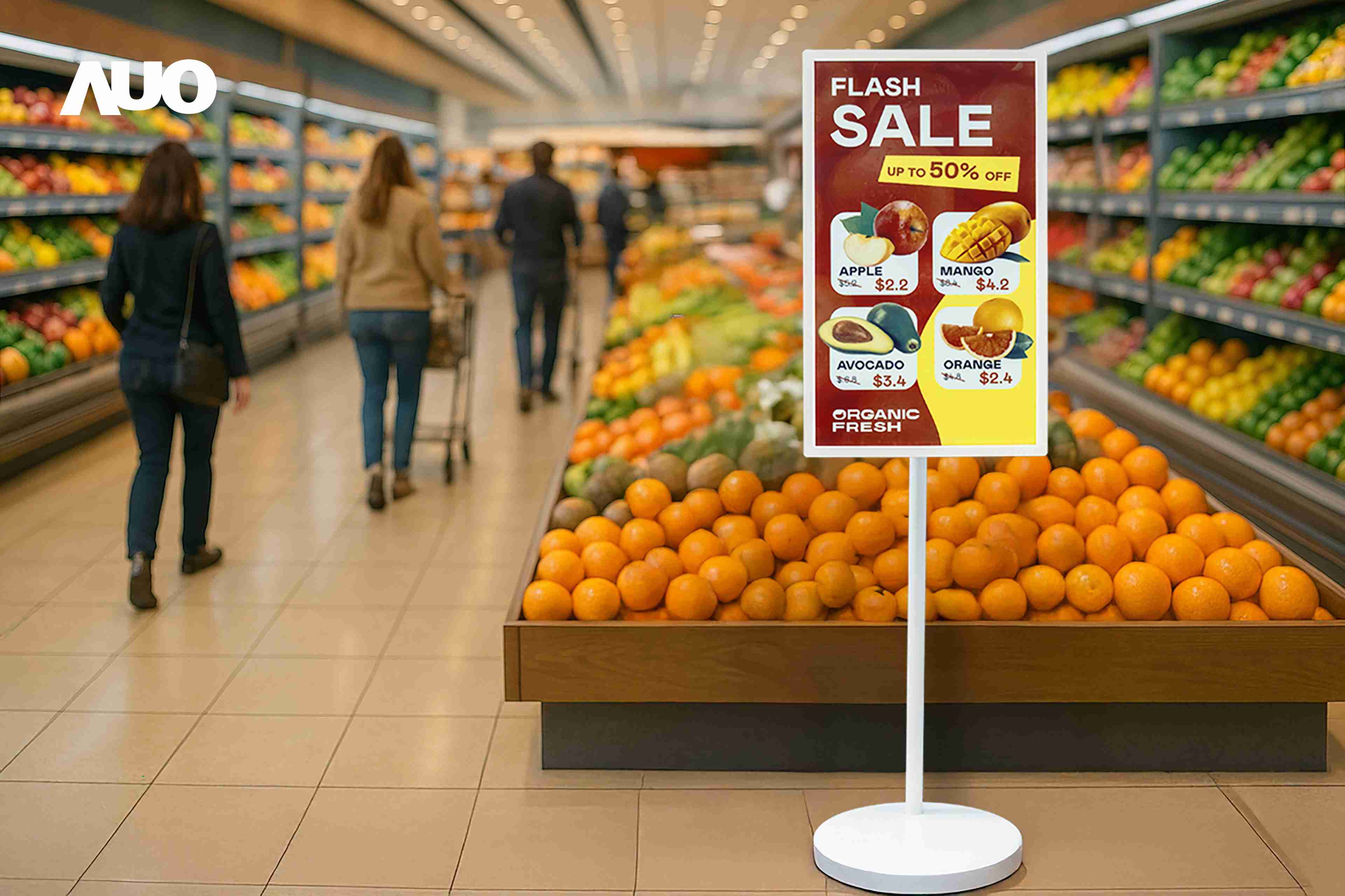 达擎首亮相低功耗、、、全彩的〝aecoPost电子纸解决方案〞，，仅在更新画面时需要微量的电力驱动，，无需布建电线的便捷设计，，，使其可灵活应用、、随意置放，，，，并可透过云端或行动装置app，，，，轻松管理及排程广告内容，，，，晋升店头营销利器。。